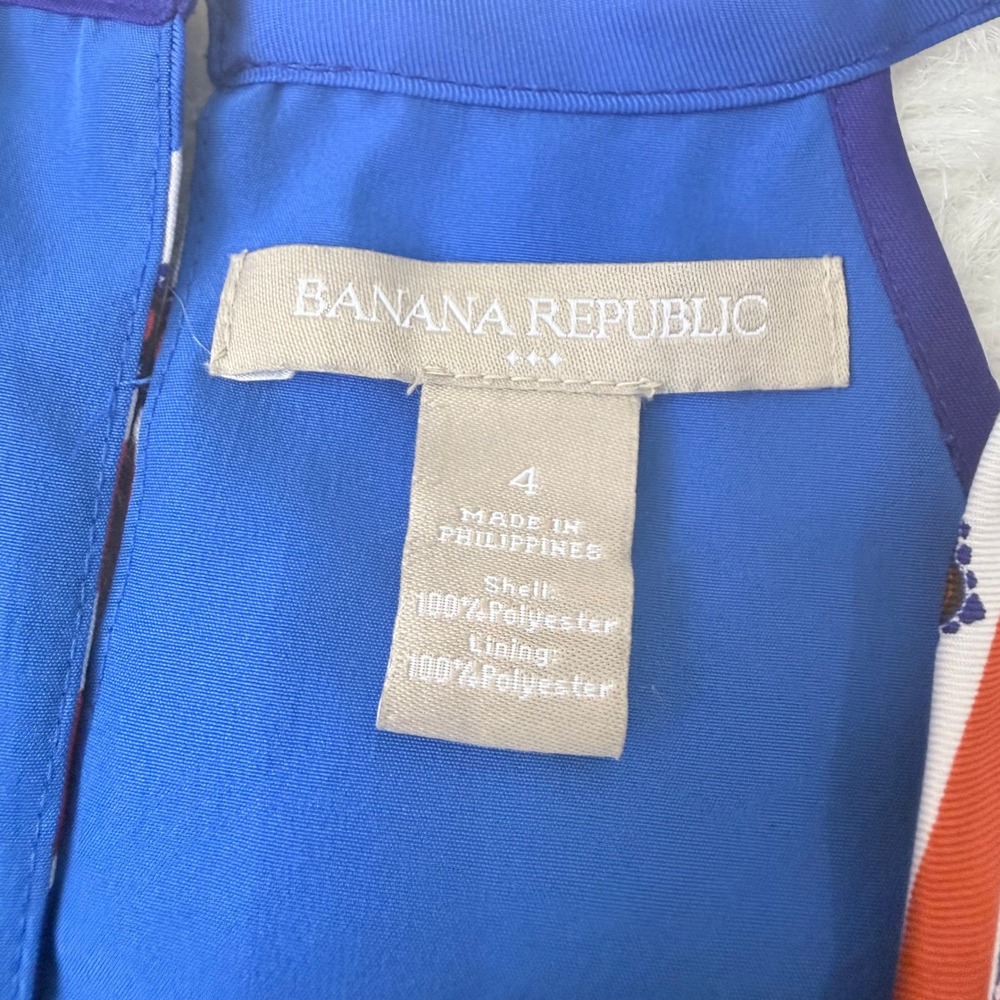 Banana Republic Blue Orange Chevron Halter Shift Dress Geometric Print Sz 4 - Picture 7 of 9